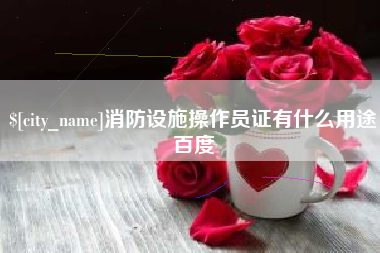 六盘水消防设施操作员证有什么用途百度